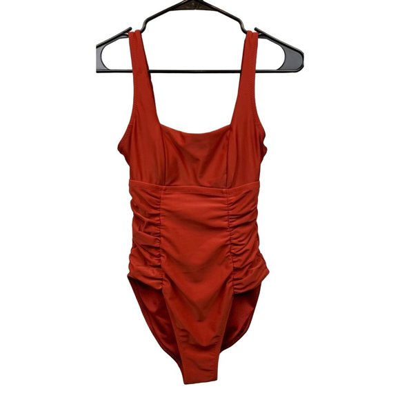 Old Navy Other - Old Navy womens Swimsuit Size xS Orange rust color square neck ruched detailing